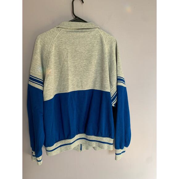 Vintage J.Blair Jacket Sweatshirt Men Full Zip Pocket Ringer Grey Blue XXL - Picture 6 of 7